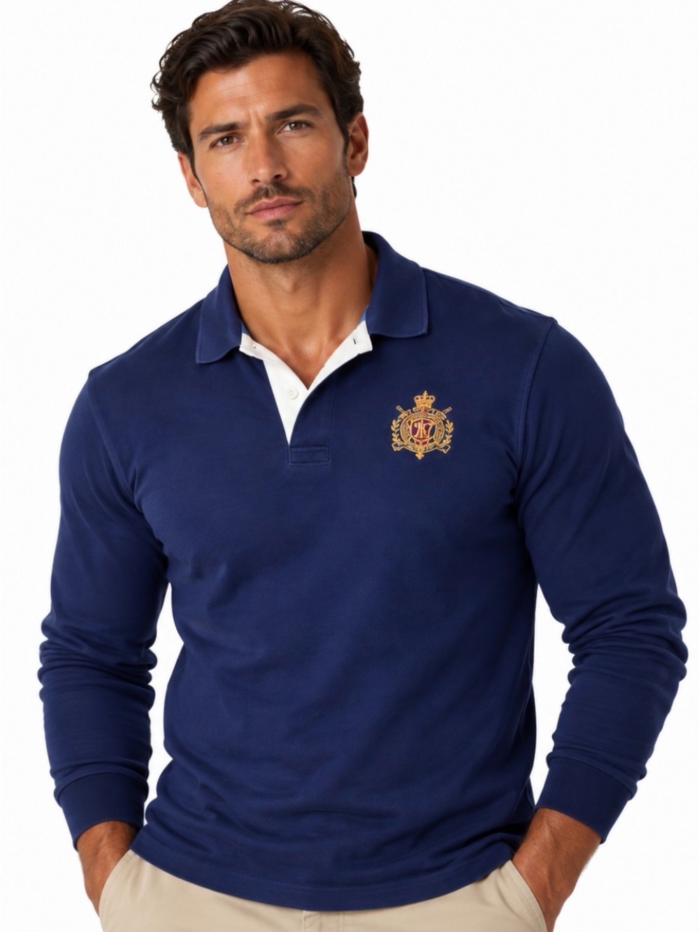 Polo Ralph Lauren Blue Label Vintage Rugby Shirt, Crest, Royal Blue, Sz XL
